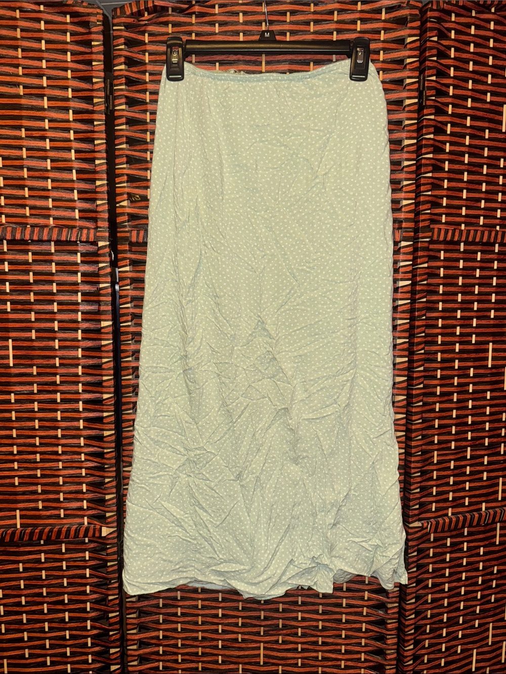 Pale Green Polka-Floral Maxi Skirt